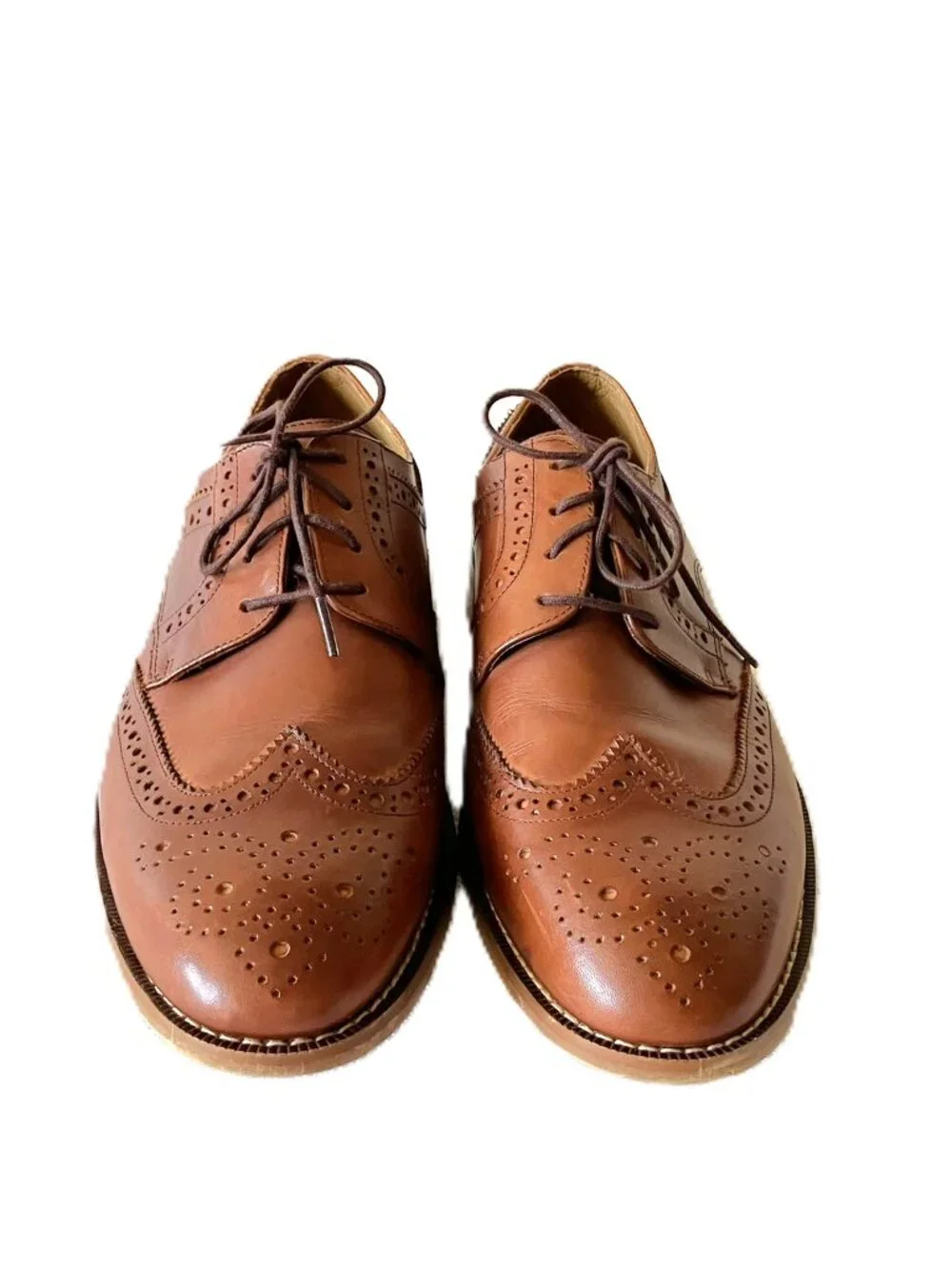 Donald Pliner Men’s Wingtip Brogue Oxford / Derby Shoes Light Brown Leather 9.5M
